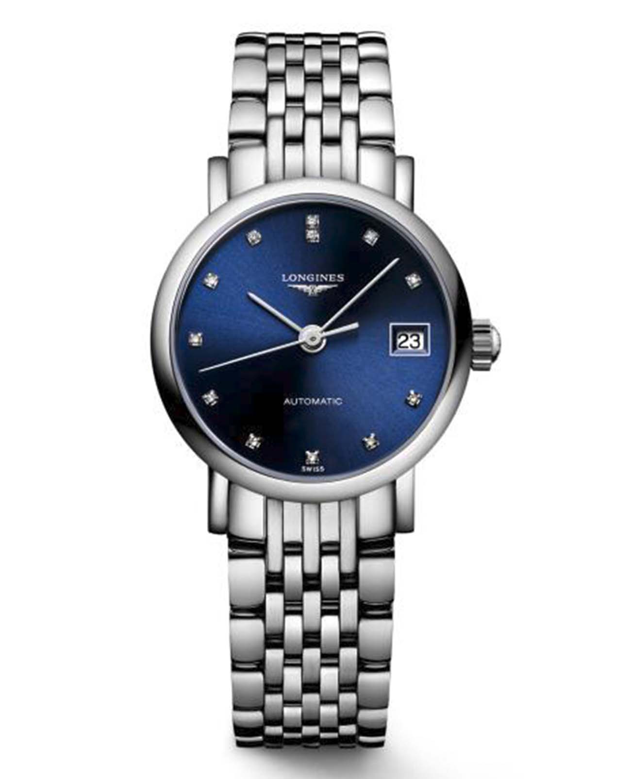 Longines Longines Elegant Collection L4.309.4.97.6  L43094976 механические мужские часы синий циферблат, браслет нержавеющая сталь — вид спереди