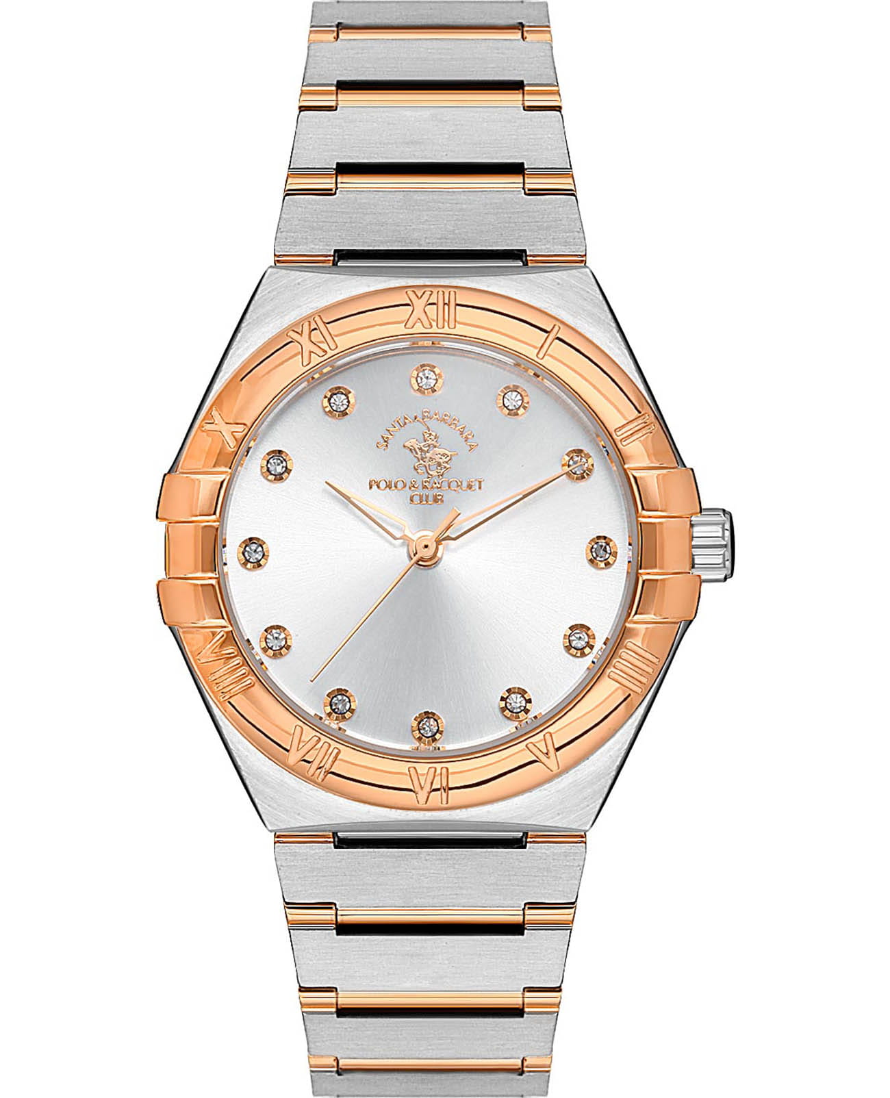 Santa Barbara Polo & Racquet Club Santa Barbara Polo & Racquet Club Luxury SB.1.10504-5  SB.1.10504-5 кварцевые женские часы серебристый циферблат, браслет нержавеющая сталь с ip-покрытием — вид спереди
