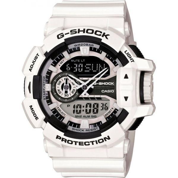 Casio Casio G-Shock GA-400-7A GA GA-400-7A электронные мужские часы белый циферблат, браслет пластик — вид спереди