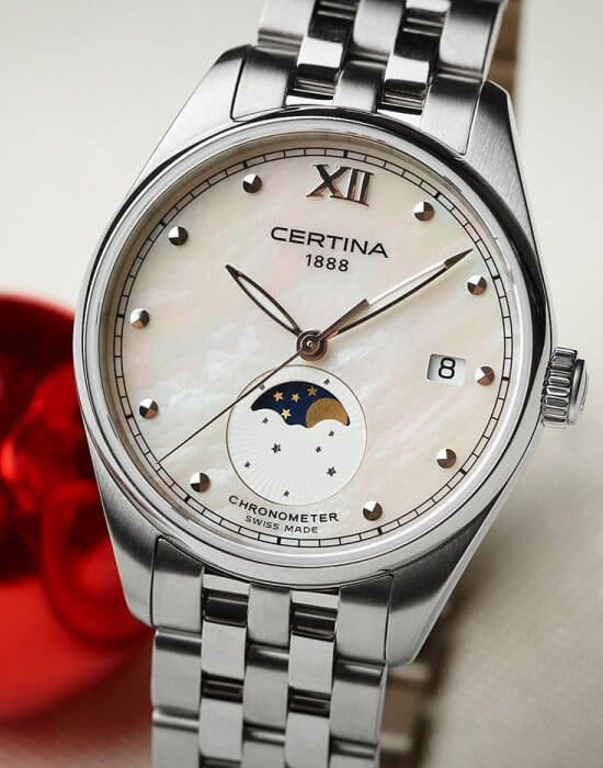 Certina Certina DS-8 Lady Moon Phase C033.257.11.118.00 женские часы перламутровый циферблат на запястье