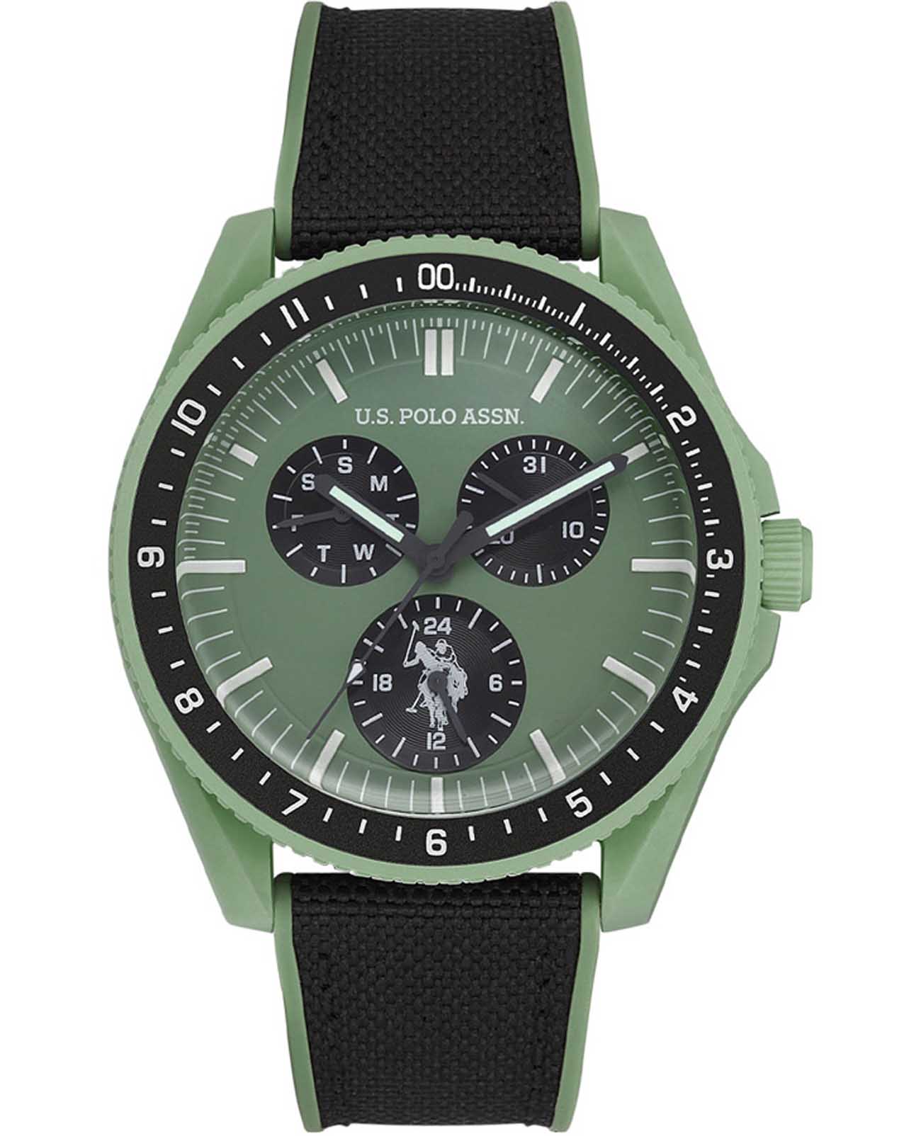 U.S. Polo Assn. U.S. Polo Assn. Crossing USPA1053-04  USPA1053-04 кварцевые мужские часы  циферблат, браслет силикон + текстиль — вид спереди