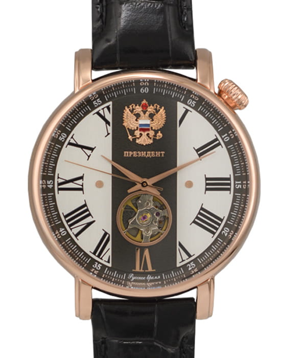 Президент Президент 4939035  4939035 механические мужские часы белый циферблат, браслет кожаный — вид спереди