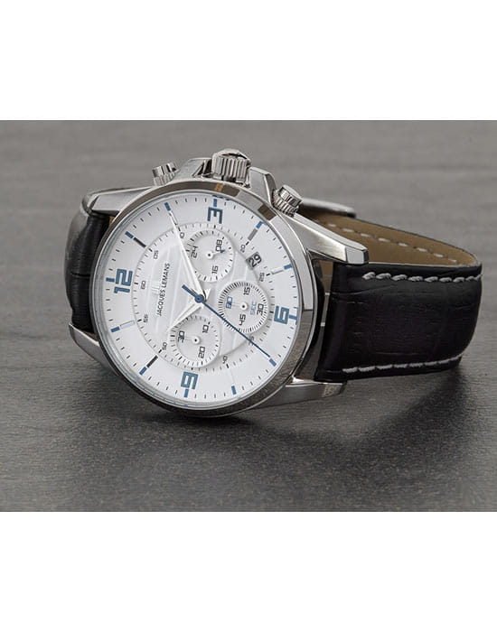Jacques Lemans Jacques Lemans 1-1857B,  австрия мужские часы на браслете кожаный боковой вид