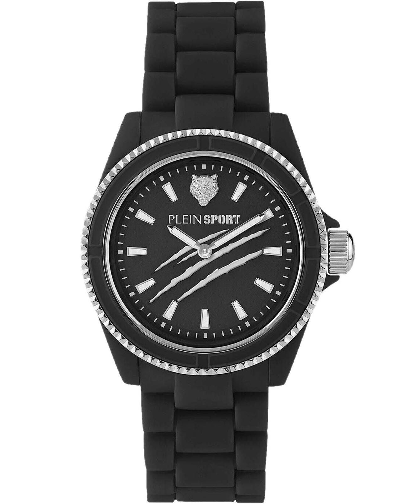 Plein Sport Plein Sport The Scratch PSHBA1023  PSHBA1023 кварцевые женские часы черный циферблат, браслет пластик — вид спереди