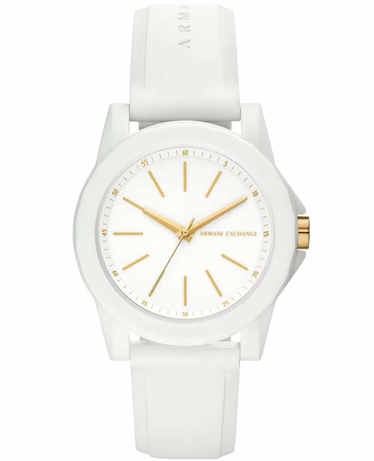 Armani Exchange Armani Exchange Lady Banks AX7126  AX7126 кварцевые женские часы белый циферблат, браслет силикон — вид спереди