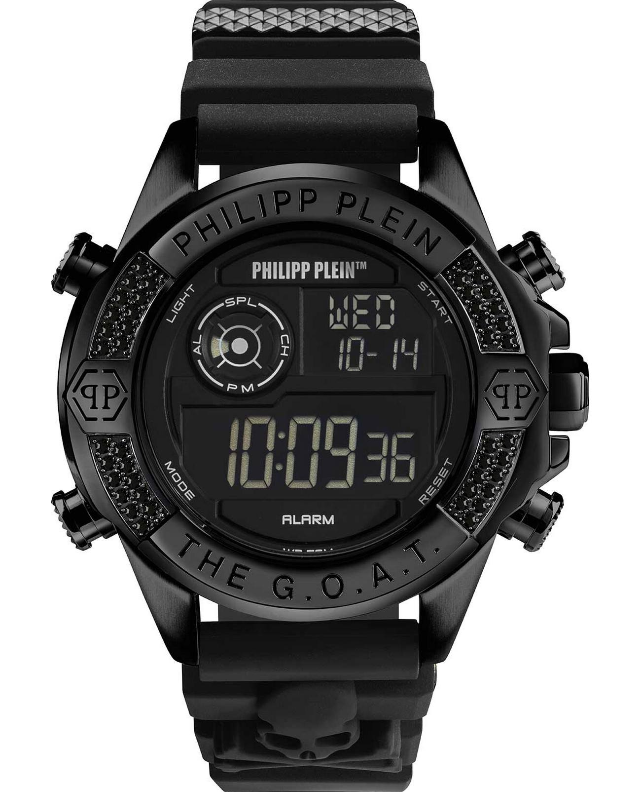 Philipp Plein Philipp Plein The G.O.A.T. PWFAA0521  PWFAA0521 кварцевые мужские часы черный циферблат, браслет силикон — вид спереди