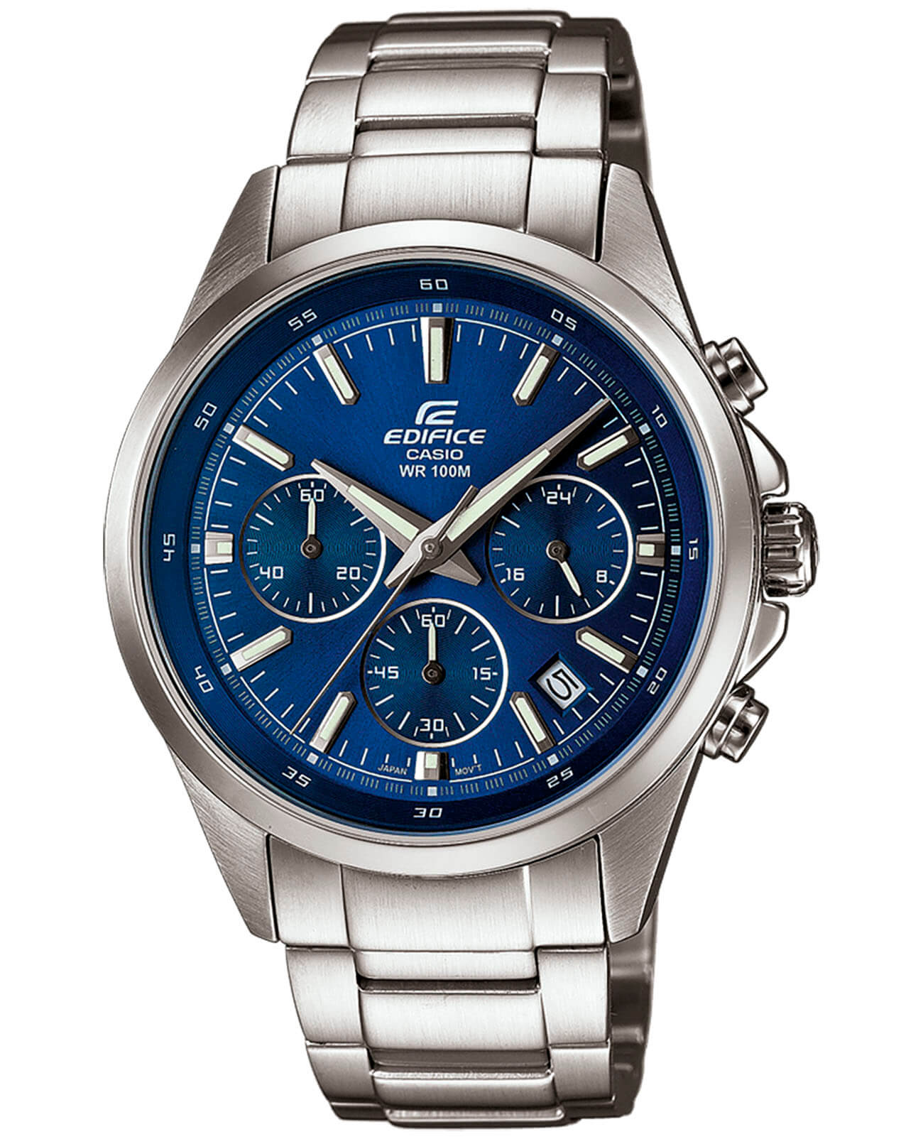 Casio Casio Edifice EFR-527D-2A EFR EFR-527D-2A кварцевые мужские часы синий циферблат, браслет нержавеющая сталь — вид спереди