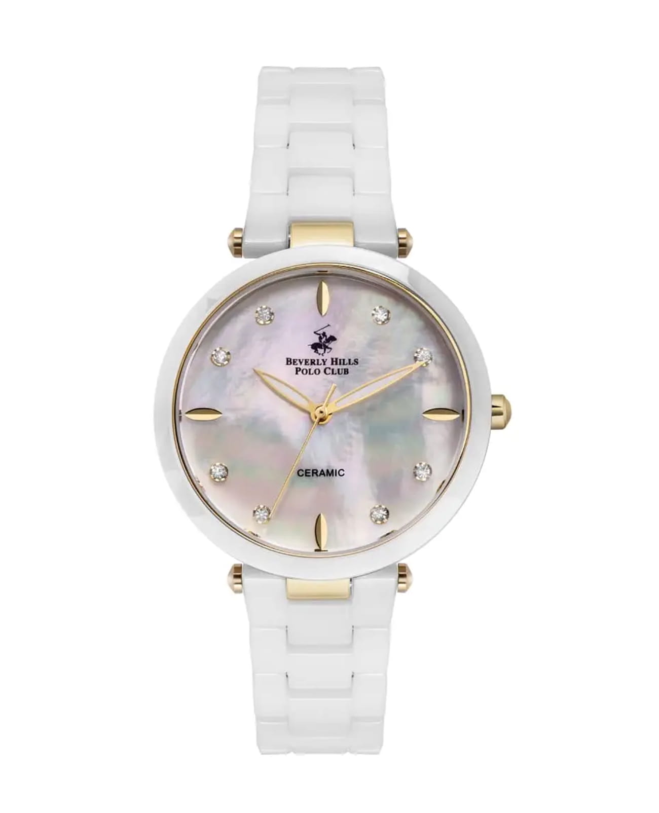 Beverly Hills Polo Club Beverly Hills Polo Club BP3102X.220  BP3102X.220 кварцевые женские часы перламутровый циферблат, браслет сталь + ip + керамика — вид спереди