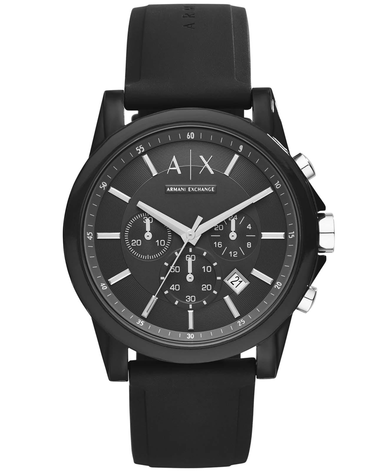 Armani Exchange Armani Exchange Cayde  AX1326  AX1326 кварцевые мужские часы черный циферблат, браслет силикон — вид спереди