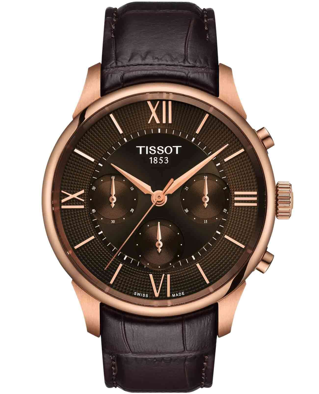 Tissot Tissot Chemin des Tourelles Automatic Chronograph T139.462.36.298.00 Chemin des Tourelles T1394623629800 механические мужские часы коричневый циферблат, браслет кожаный — вид спереди