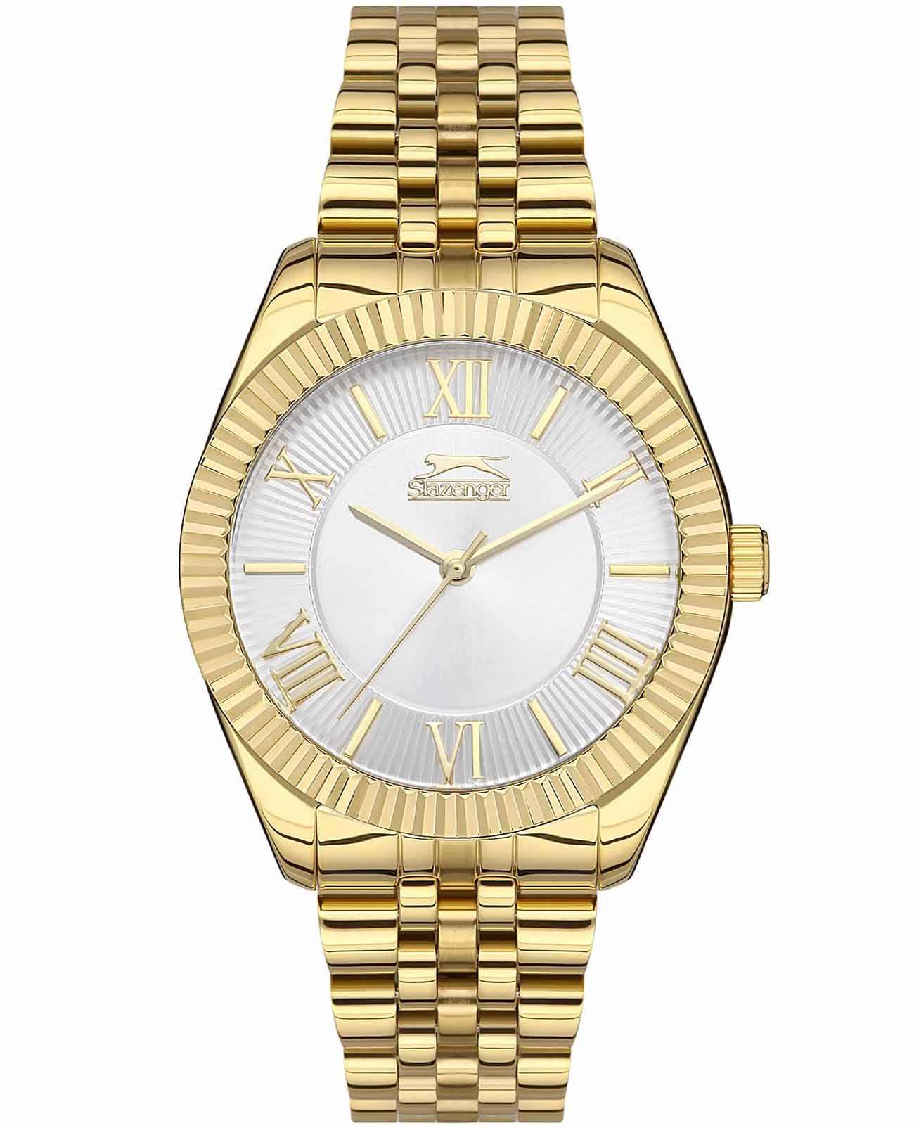 Slazenger Slazenger SL.09.2150.3.03  SL.09.2150.3.03 кварцевые женские часы серебристый циферблат, браслет суперметалл с ip покрытием — вид спереди