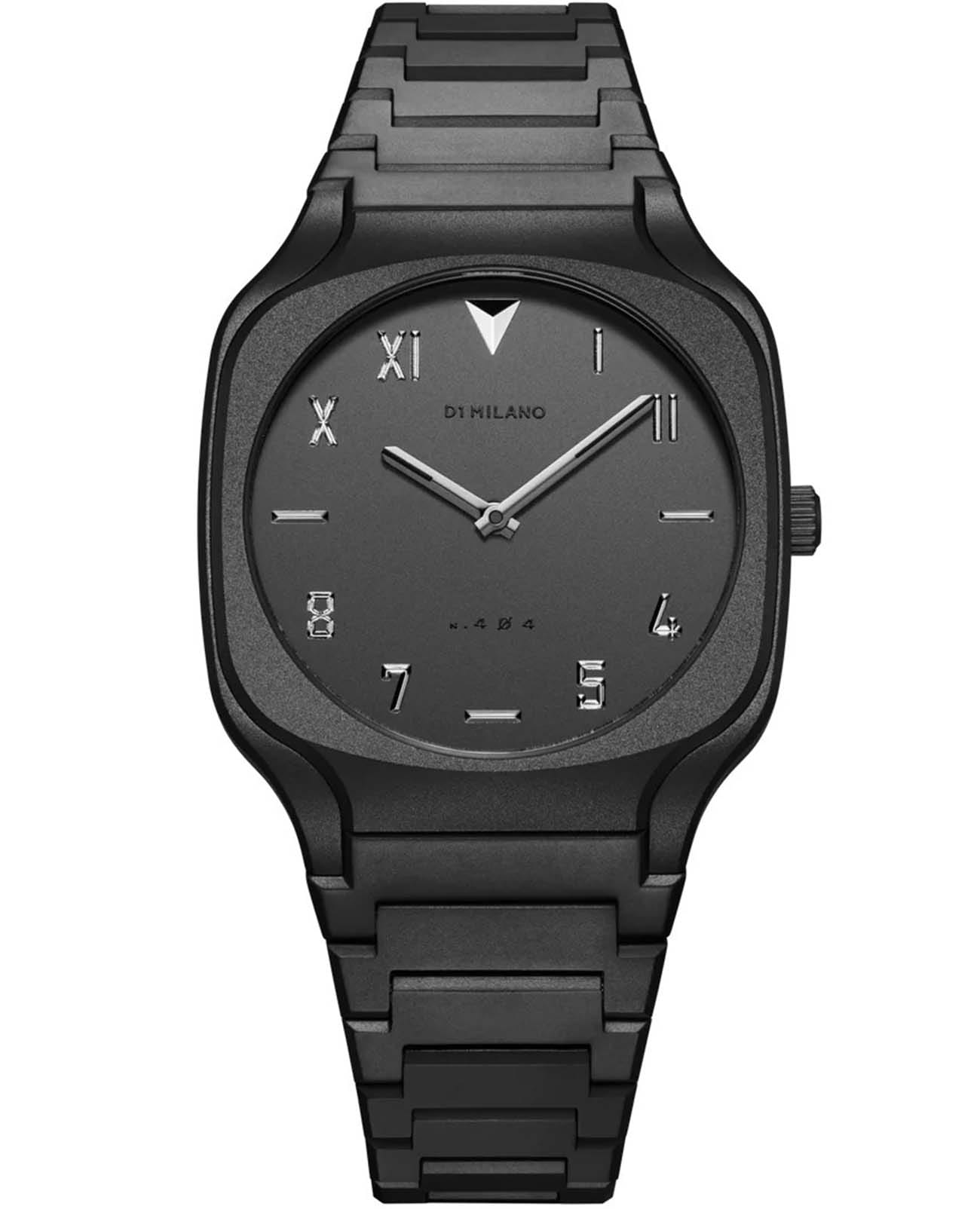 D1 Milano D1 Milano Square SQBJ08  SQBJ08 кварцевые мужские часы черный циферблат, браслет нержавеющая сталь с pvd-покрытием — вид спереди