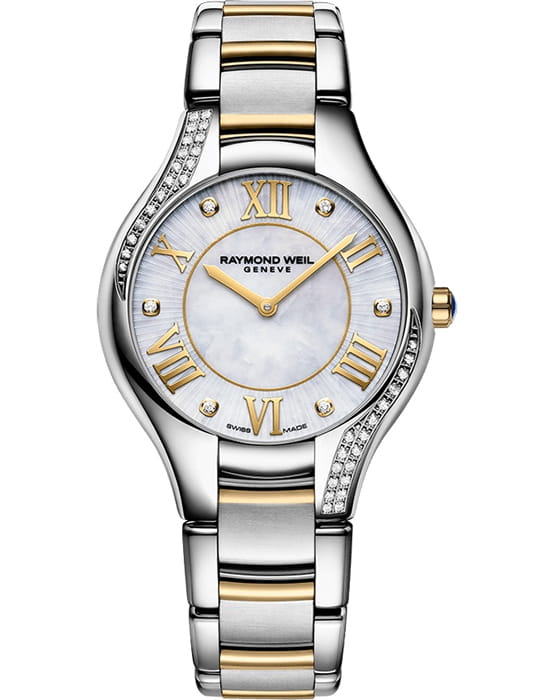 Raymond Weil Raymond Weil Noemia 5132-S1P-00966  5132-S1P-00966 кварцевые женские часы белый циферблат, браслет нержавеющая сталь с pvd-покрытием — вид спереди