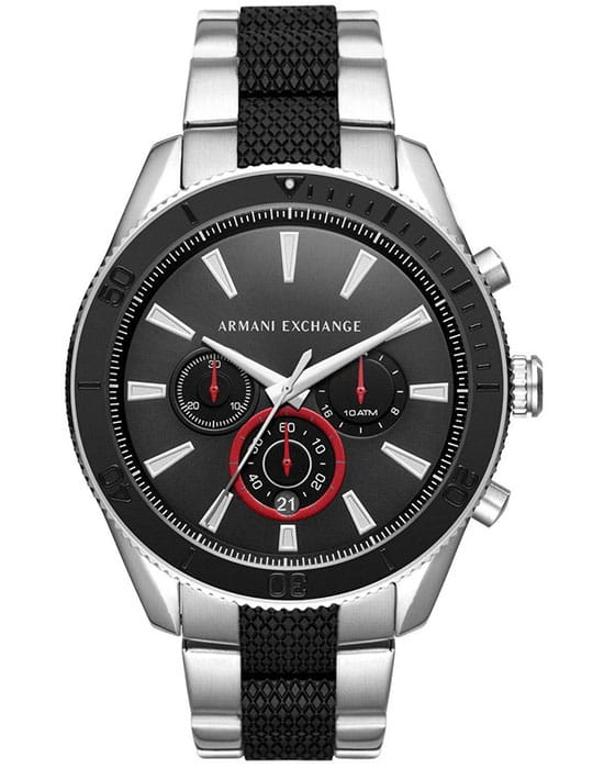 Armani Exchange Armani Exchange AX1813  AX1813 кварцевые мужские часы черный циферблат, браслет сталь с ip покрытием — вид спереди