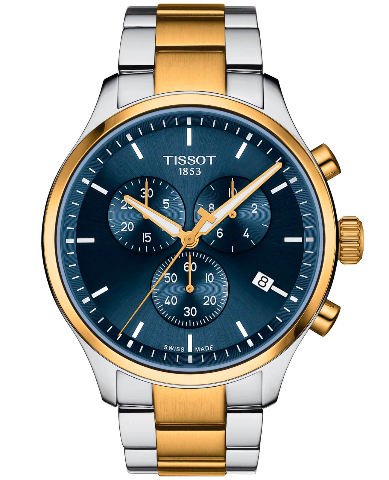 Tissot Tissot Chrono XL Classic T116.617.22.041.00 Chrono XL T1166172204100 кварцевые мужские часы синий циферблат, браслет сталь c pvd покрытием — вид спереди