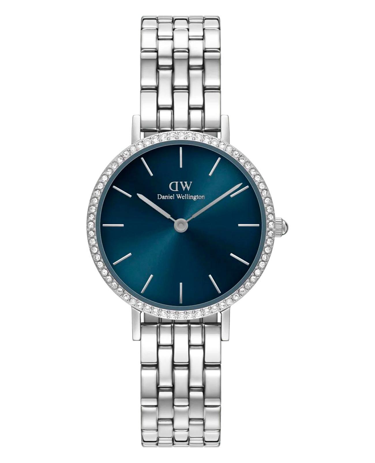 Daniel Wellington Daniel Wellington Petite DW00100664  DW00100664 кварцевые женские часы синий циферблат, браслет нержавеющая сталь — вид спереди