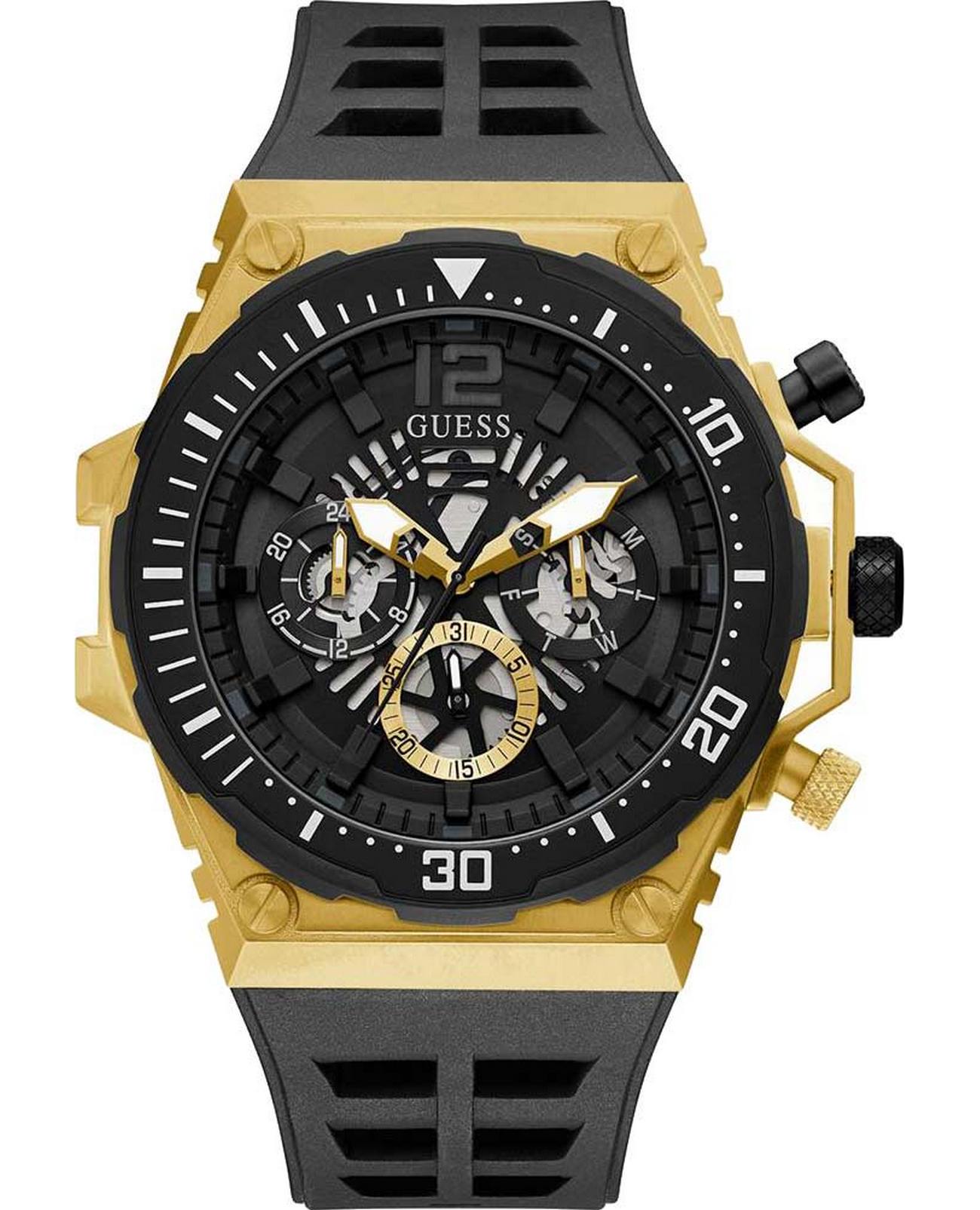 Guess Guess  Sport Steel  GW0325G1  GW0325G1 кварцевые мужские часы черный циферблат, браслет силикон — вид спереди