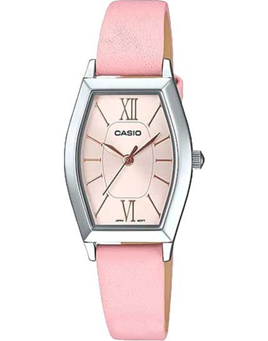 Casio Casio Collection LTP-E167L-4A  LTP-E167L-4A кварцевые женские часы розовый циферблат, браслет кожаный — вид спереди
