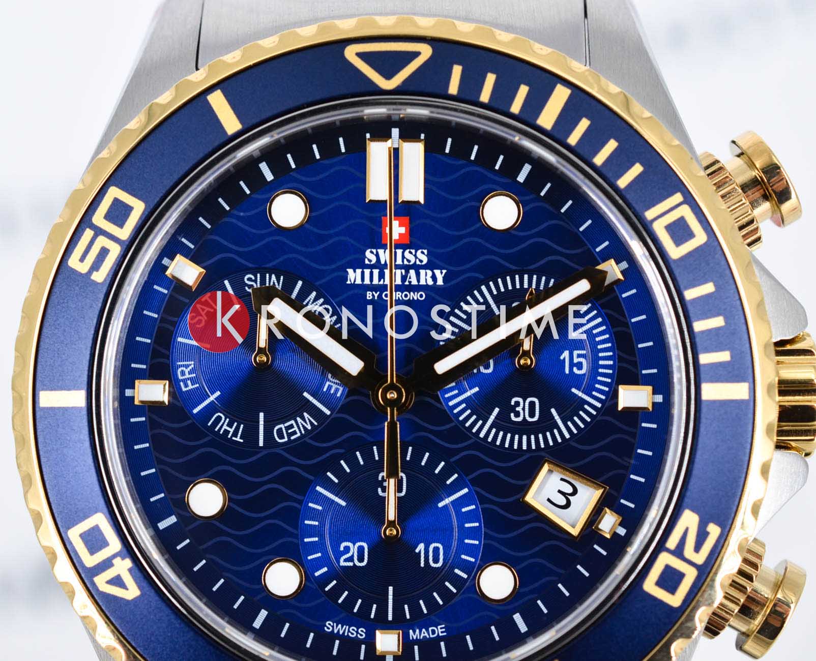 Swiss Military by Chrono Swiss Military by Chrono XL Chronograph SM34101.04 кварцевые мужские часы часы крупный план синий циферблата