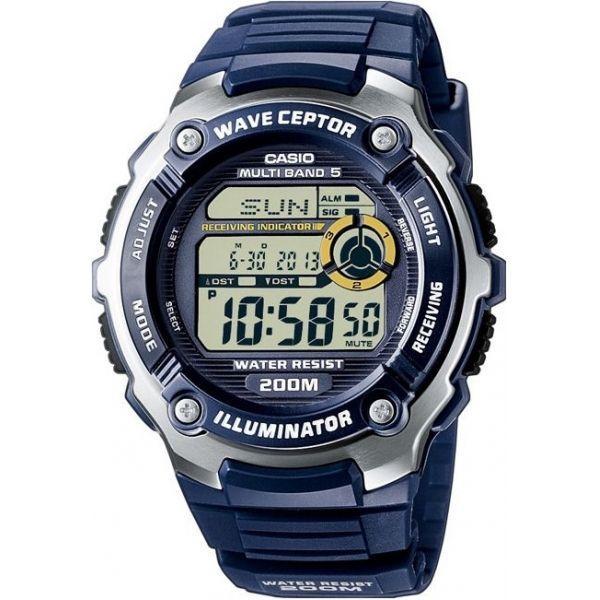 Casio CASIO WAVE CEPTOR WV-200E-2A  WV-200E-2A кварцевые мужские часы серый циферблат, браслет резина — вид спереди
