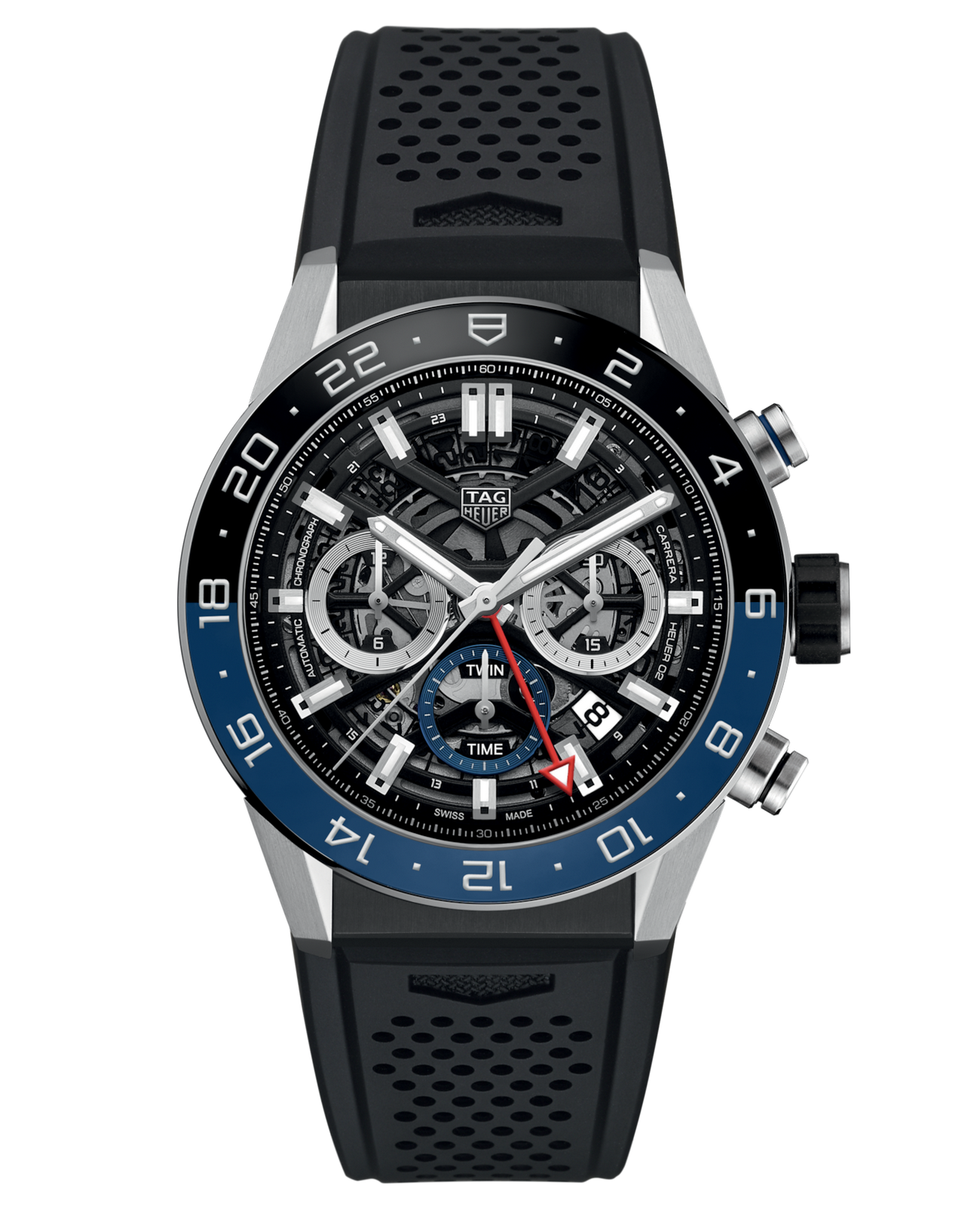 TAG Heuer TAG Heuer Carrera CBG2A1Z.FT6157  CBG2A1Z.FT6157 механические мужские часы черный циферблат, браслет каучук — вид спереди