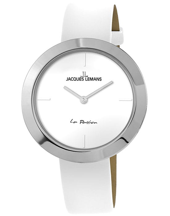 Jacques Lemans Jacques Lemans 1-2031B  1-2031B кварцевые женские часы белый циферблат, браслет кожаный — вид спереди