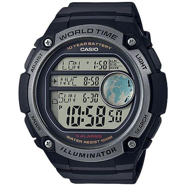 Casio Casio Illuminator AE-3000W-1A  AE-3000W-1A кварцевые мужские часы серый циферблат, браслет  — вид спереди