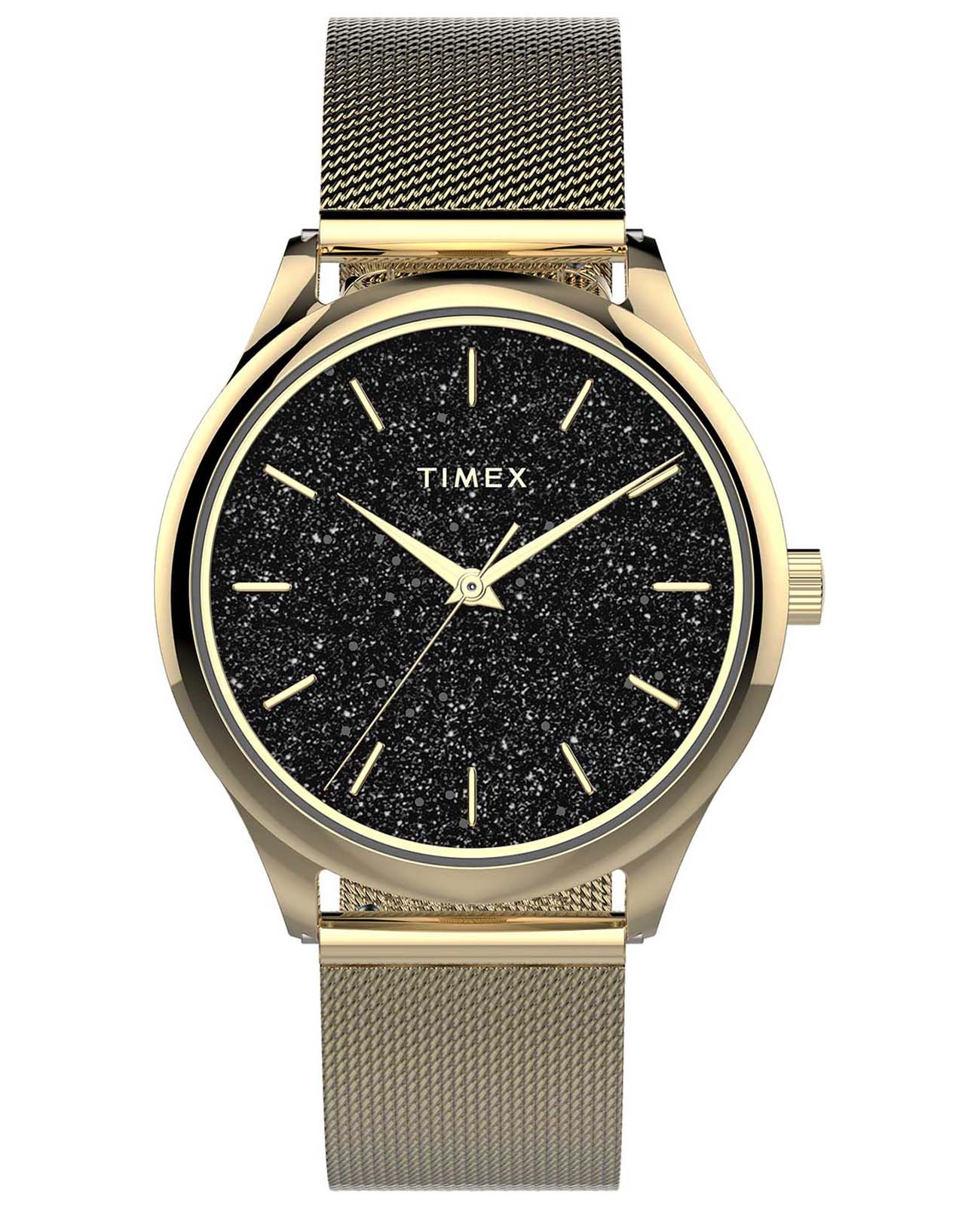 Timex Timex Celestial Opulence TW2V01300  TW2V01300 кварцевые женские часы черный циферблат, браслет сталь с ip покрытием — вид спереди