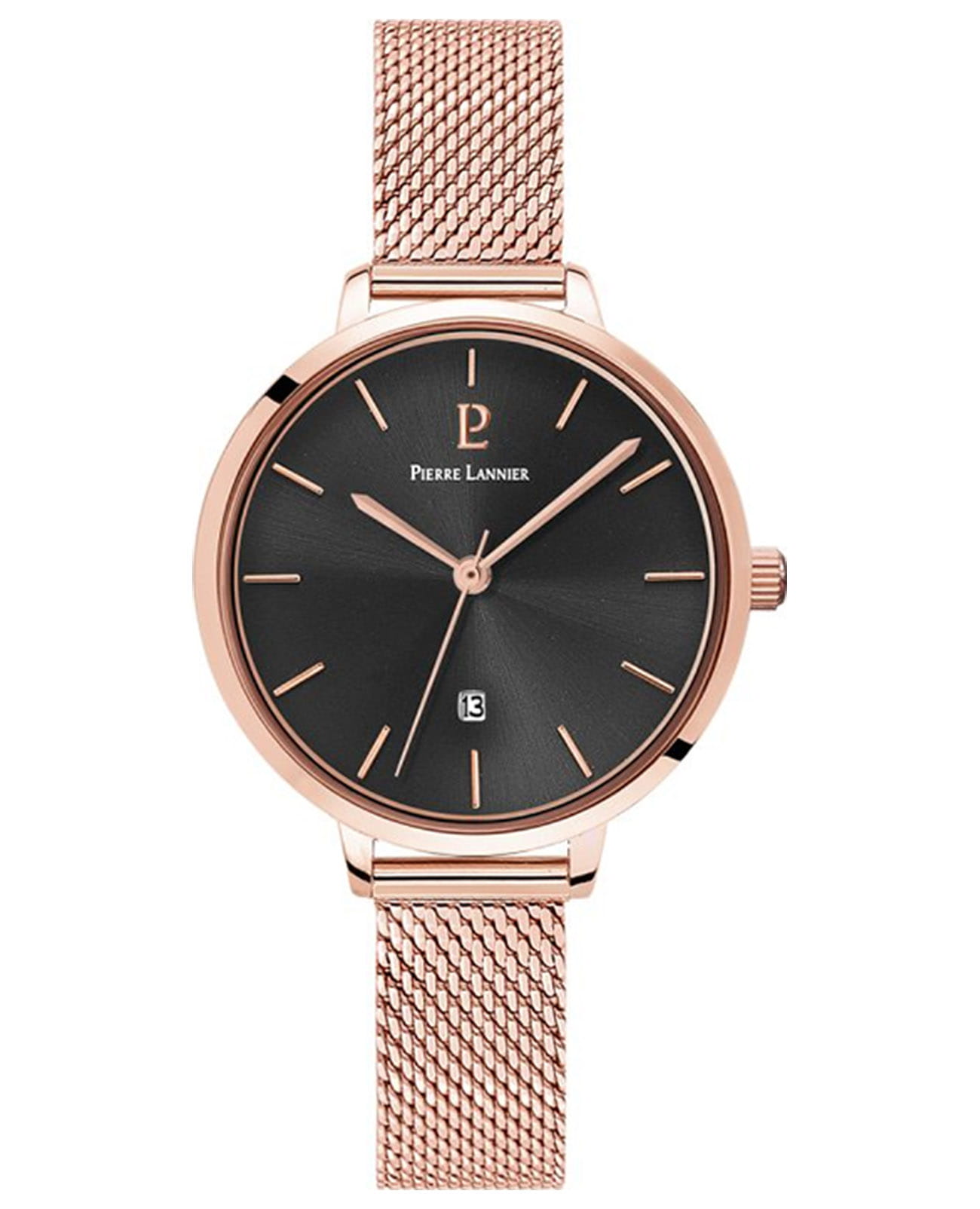 Pierre Lannier Pierre Lannier Echo 032K938  032K938 кварцевые женские часы черный циферблат, браслет нержавеющая сталь с ip-покрытием — вид спереди