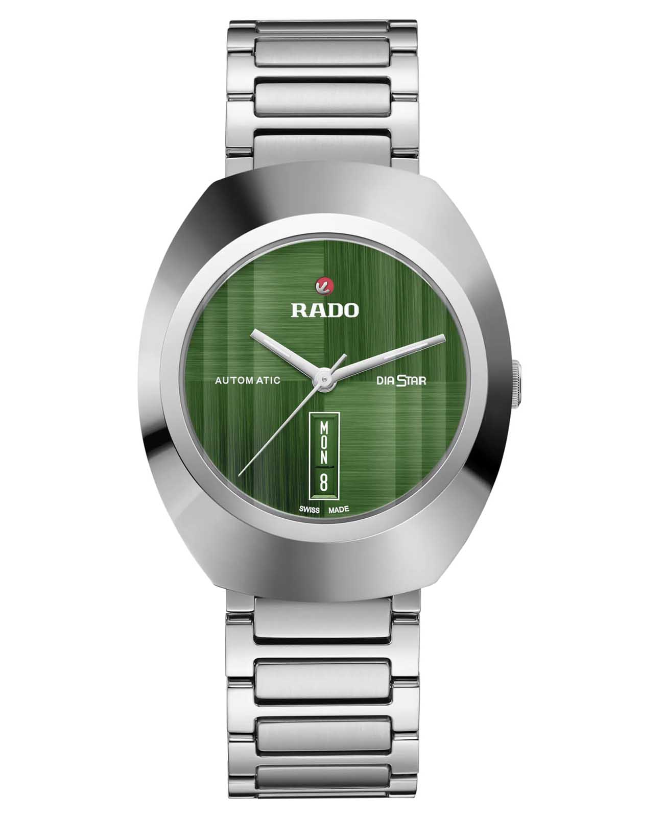 Rado Rado The Original DiaStar R12160303  R12160303 кварцевые мужские часы зеленый циферблат, браслет нержавеющая сталь — вид спереди