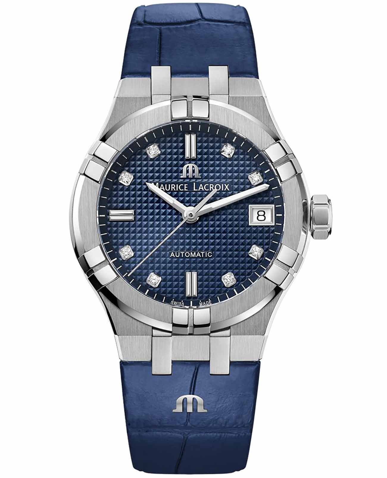Maurice Lacroix Maurice Lacroix Aikon Automatic AI6006-SS001-450-1  AI6006-SS001-450-1 механические женские часы синий циферблат, браслет кожаный — вид спереди
