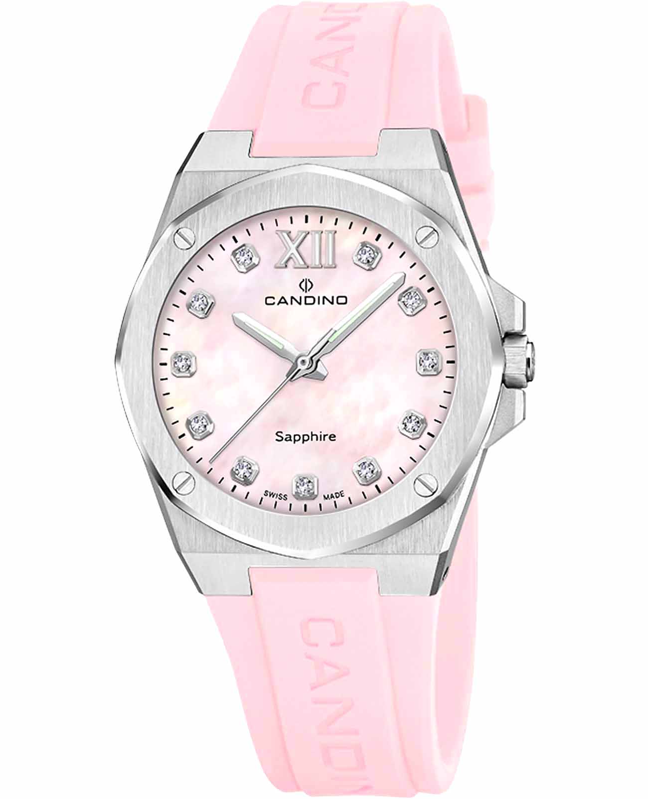Candino Candino Lady Elegance C4777/7  C4777/7 кварцевые женские часы перламутровый циферблат, браслет каучук — вид спереди