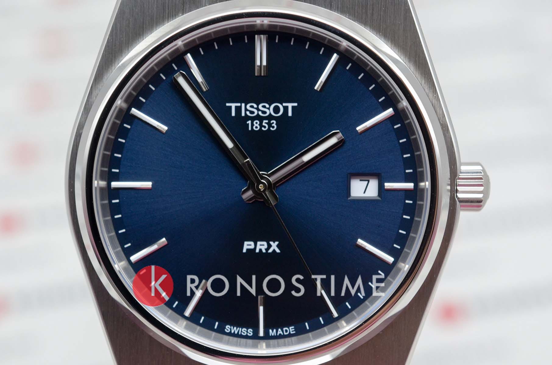 Оригинальные часы Tissot Tissot PRX Ocean Blue T137.410.11.041.00 кварцевые калибр механизма eta f06.115 общий вид
