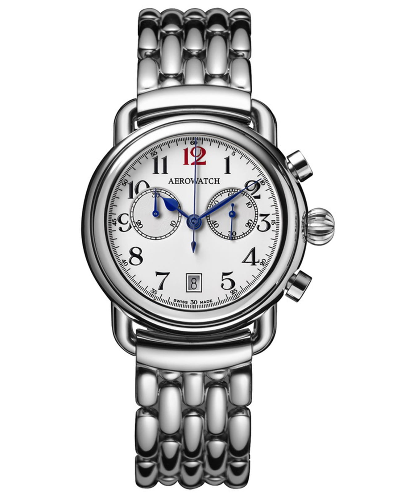 Aerowatch Aerowatch 1942 83926 AA04 M  83926 AA04 M кварцевые мужские часы белый циферблат, браслет нержавеющая сталь — вид спереди
