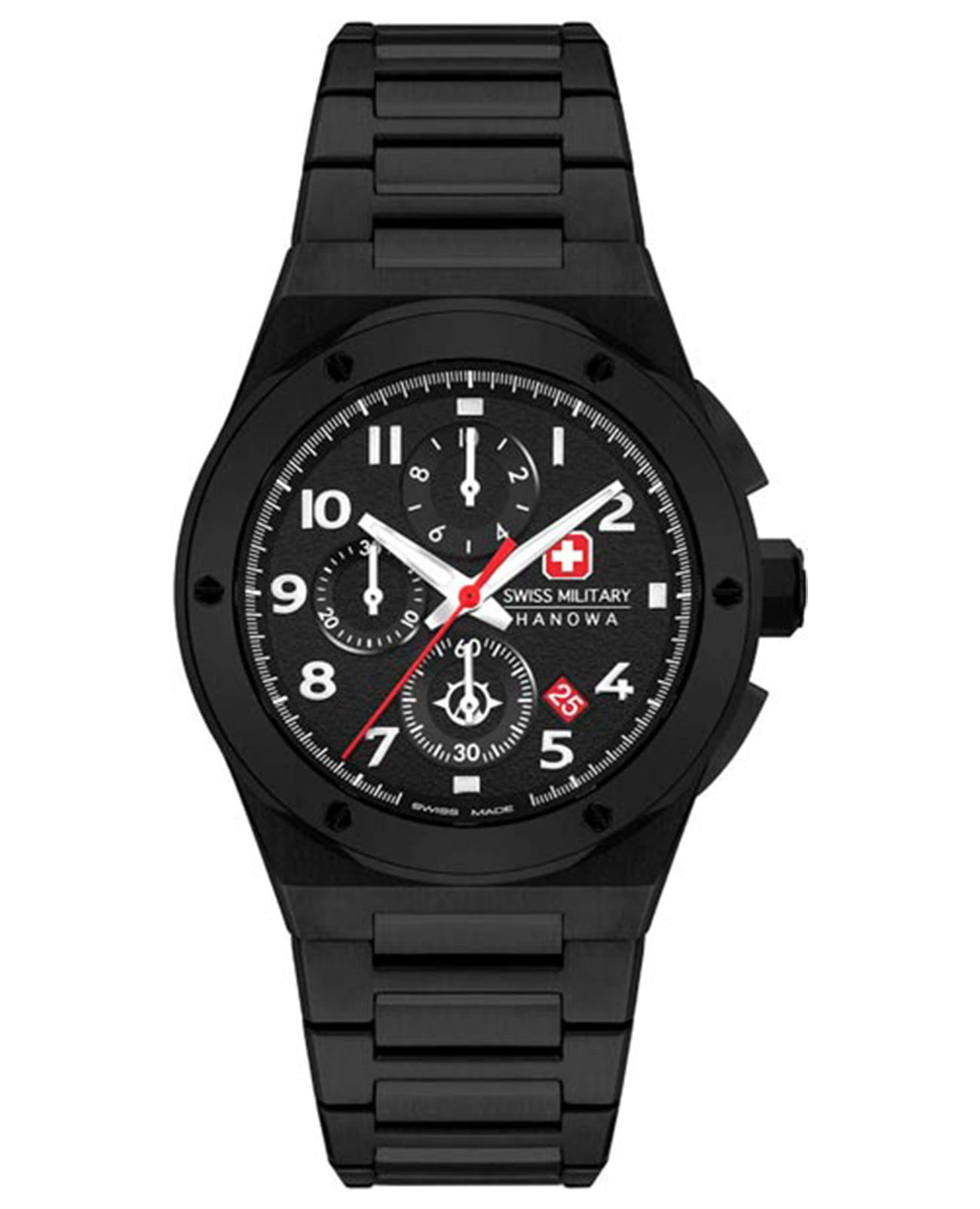 Swiss Military Hanowa Swiss Military Hanowa Aerograph SMWGI2102031  SMWGI2102031 кварцевые мужские часы черный циферблат, браслет сталь с ip покрытием — вид спереди