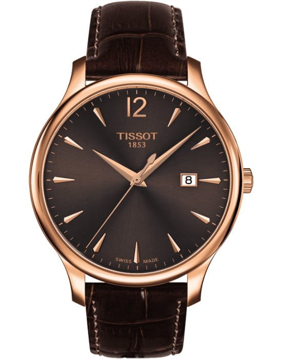 Tissot Tissot Tradition T063.610.36.297.00 Tradition T0636103629700 кварцевые женские часы коричневый циферблат, браслет кожаный — вид спереди