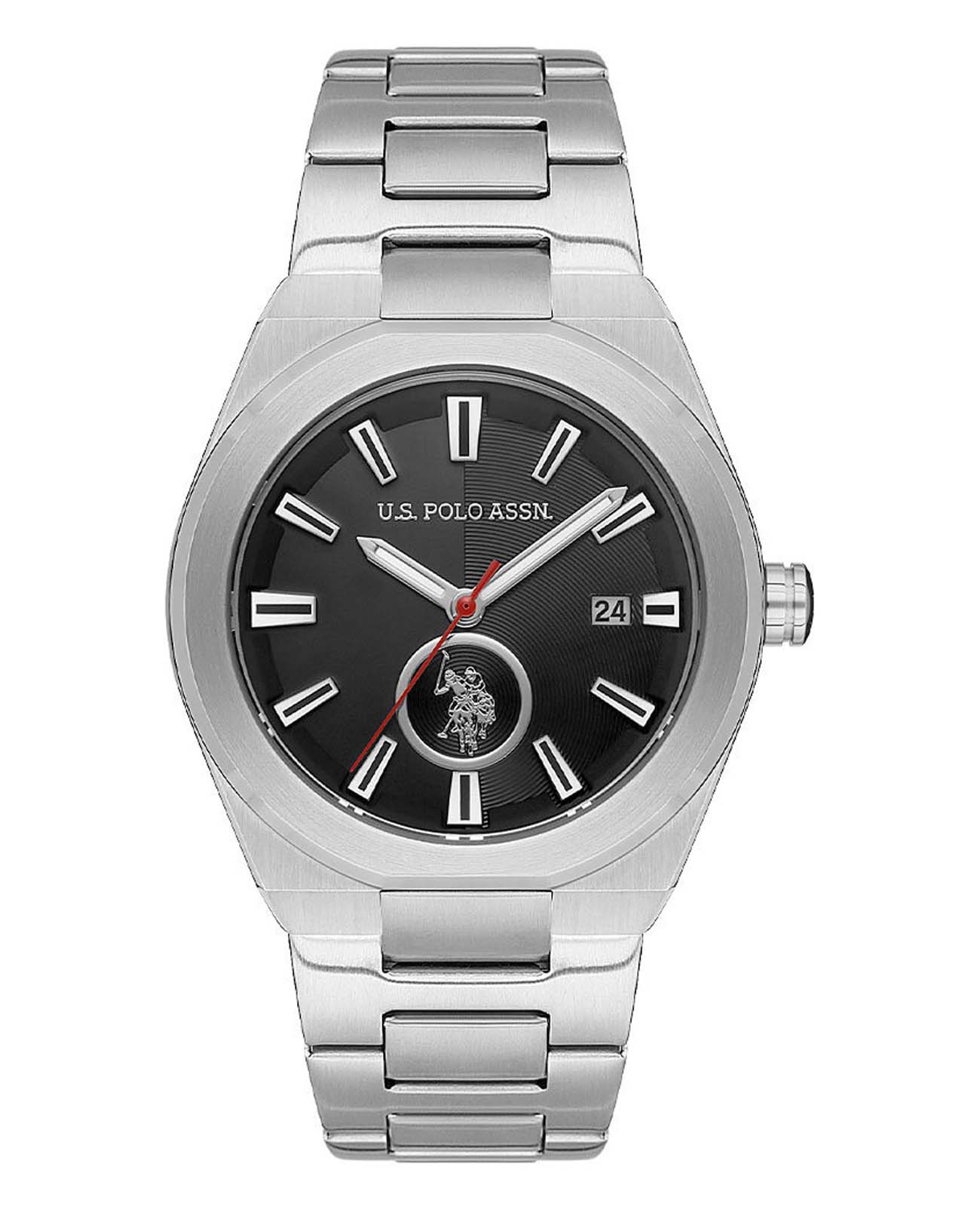 U.S. Polo Assn. U.S. Polo Assn. Fundamental USPA1062-05  USPA1062-05 кварцевые мужские часы черный циферблат, браслет нержавеющая сталь — вид спереди