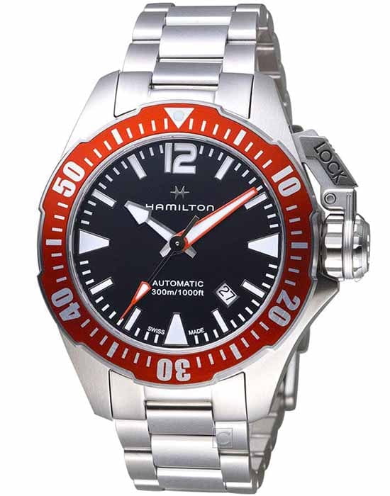 Hamilton Hamilton Khaki Navy Frogman H77725135 , наручные мужские часы фото под углом