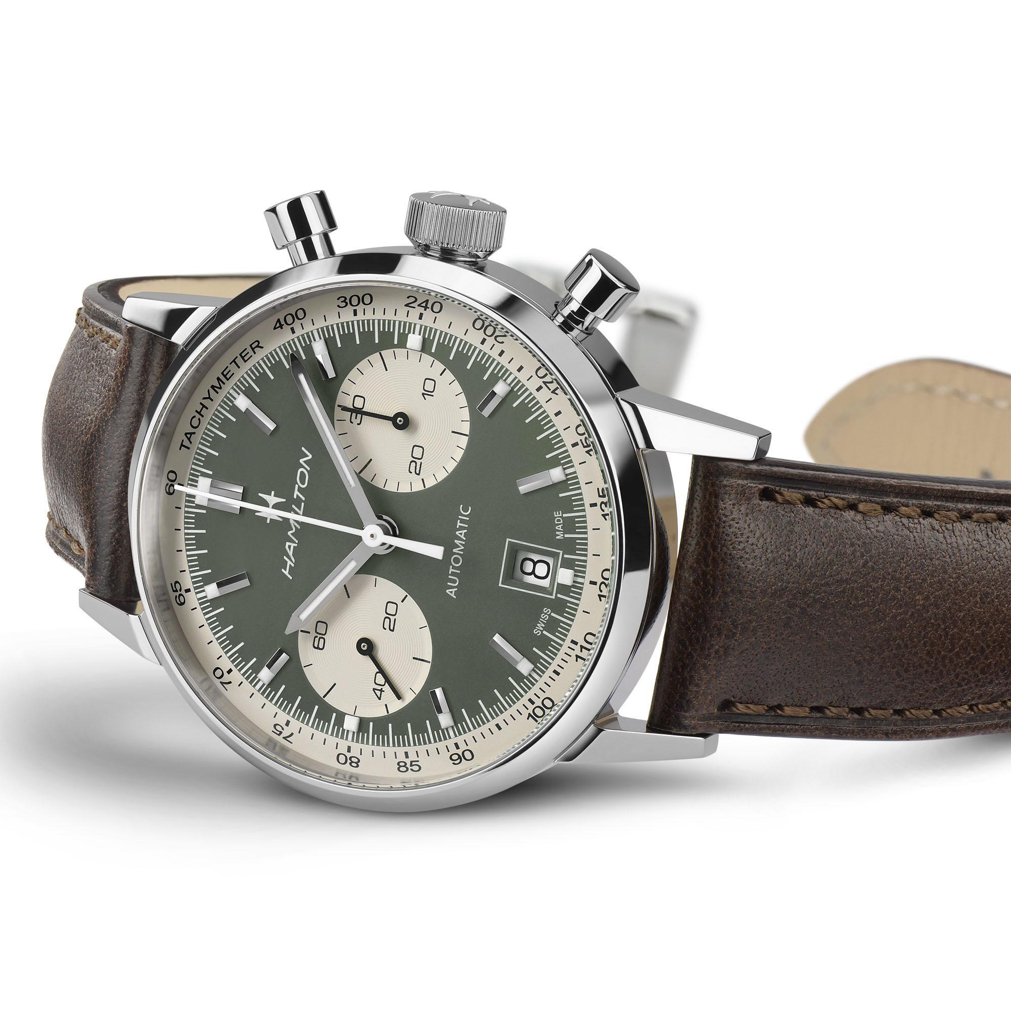 Hamilton Hamilton American Classic Intra-Matic Auto Chrono H38416560  — детали корпуса и кожаный