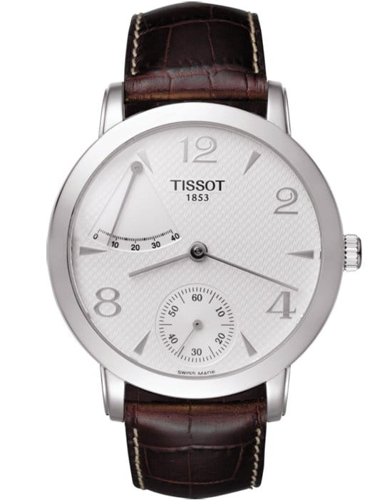 Tissot Tissot Sculpture Line Mechanical Power Reserve T71.5.461.34  T71546134 механические мужские часы белый циферблат, браслет кожаный — вид спереди