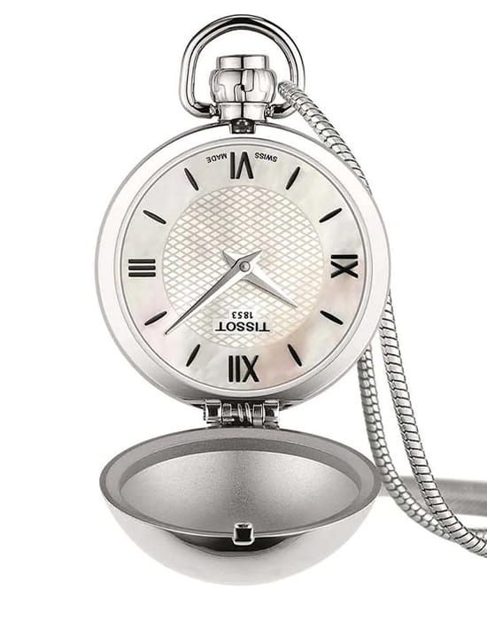 Tissot Tissot T-Pocket Mechanical T858.209.16.118.00  T8582091611800 механические мужские часы серебристый циферблат, браслет нержавеющая сталь — вид спереди