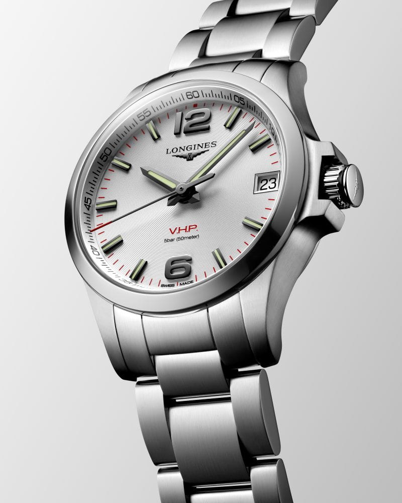 Longines Longines Conquest V.H.P. L3.316.4.76.6 кварцевые женские часы часы крупный план перламутровый циферблата