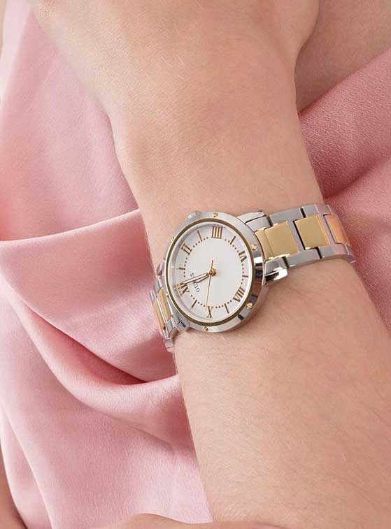 Guess Guess Dress Steel GW0404L2 кварцевые женские часы часы крупный план белый циферблата