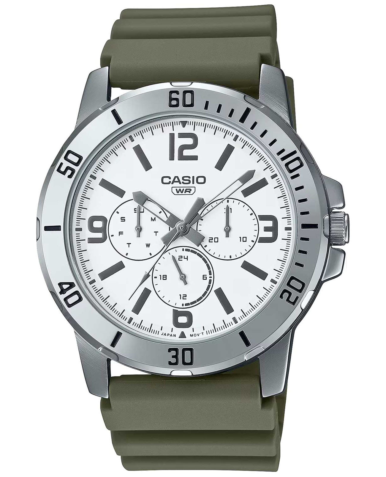 Casio Casio Collection MTP-VD300-3B  MTP-VD300-3B кварцевые мужские часы белый циферблат, браслет силикон — вид спереди