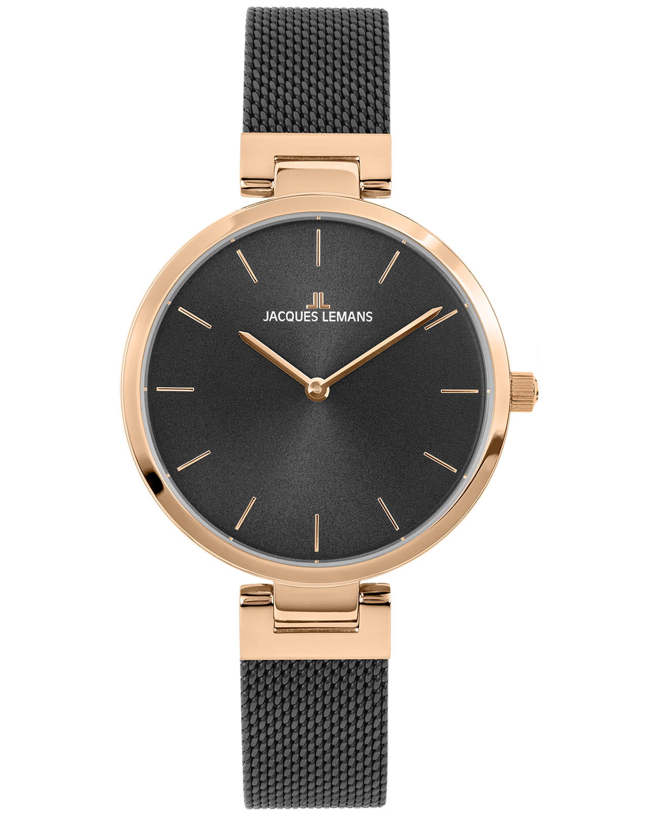 Jacques Lemans Jacques Lemans Classic 1-2110J  1-2110J кварцевые женские часы серый циферблат, браслет сталь с ip покрытием — вид спереди