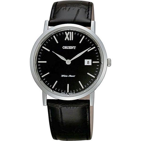Orient Orient GW00005B (FGW00005B)  FGW00005B  мужские часы черный циферблат, браслет кожа + текстиль — вид спереди