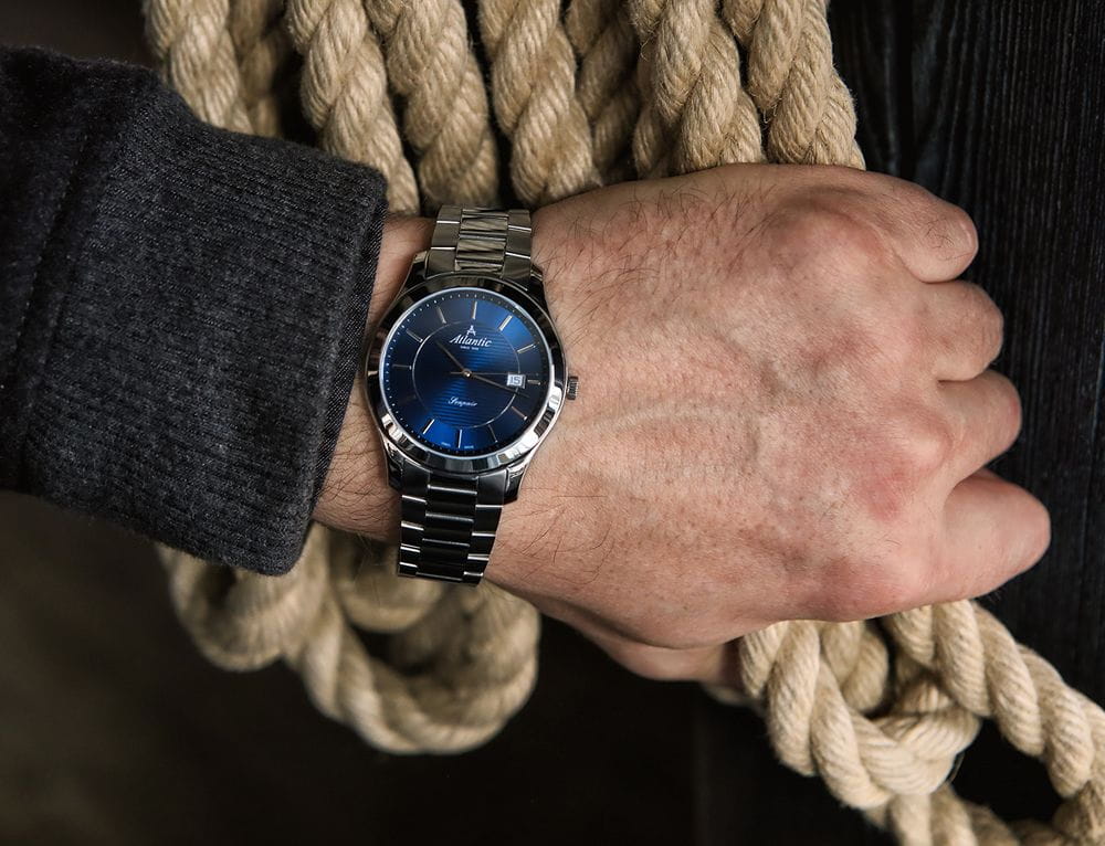 Atlantic Atlantic Seaport 60335.41.51,  швейцария мужские часы на браслете нержавеющая сталь боковой вид