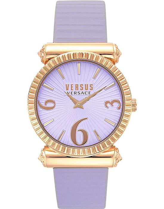 Versus Versace VSP1V0619  VSP1V0619 кварцевые женские часы фиолетовый циферблат, браслет кожаный — вид спереди