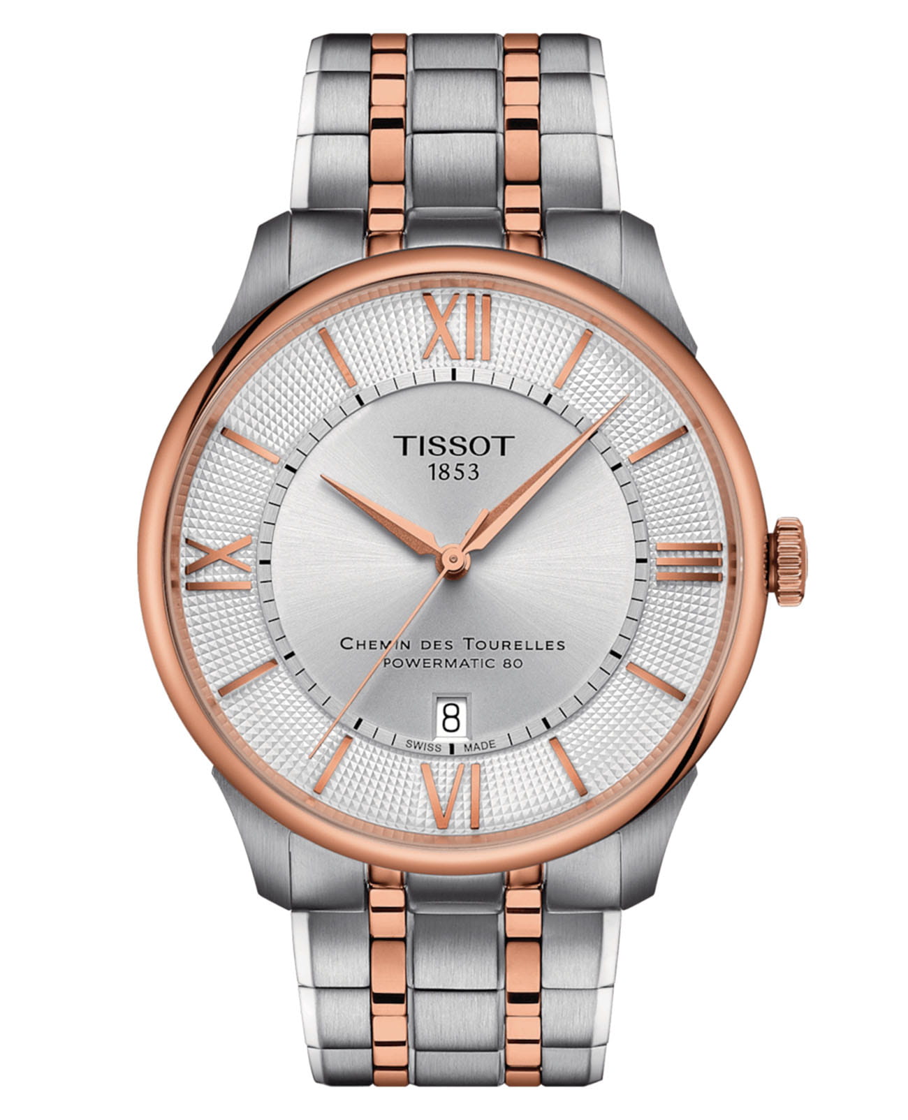 Tissot Tissot Chemin des Tourelles Powermatic 80 42 mm T139.407.22.038.00 Chemin des Tourelles T1394072203800 механические мужские часы серый циферблат, браслет нержавеющая сталь — вид спереди
