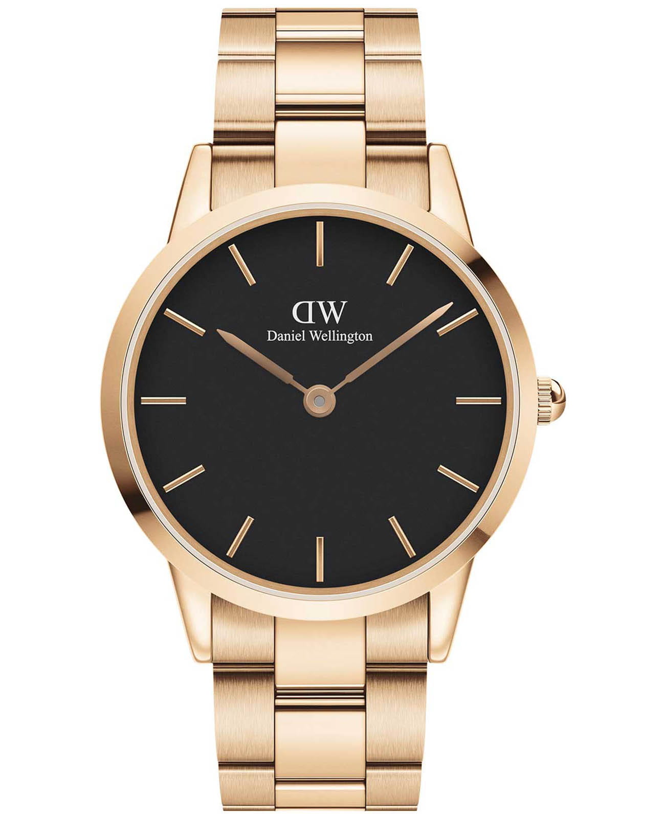 Daniel Wellington Daniel Wellington Iconic Link DW00100344  DW00100344 кварцевые мужские часы черный циферблат, браслет сталь c pvd покрытием — вид спереди